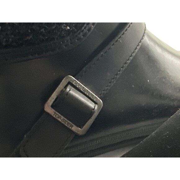 Sperry Top Sider Black Glitter Quilted Waterproof Rubber Rain Boots Size 9 - Picture 6 of 8